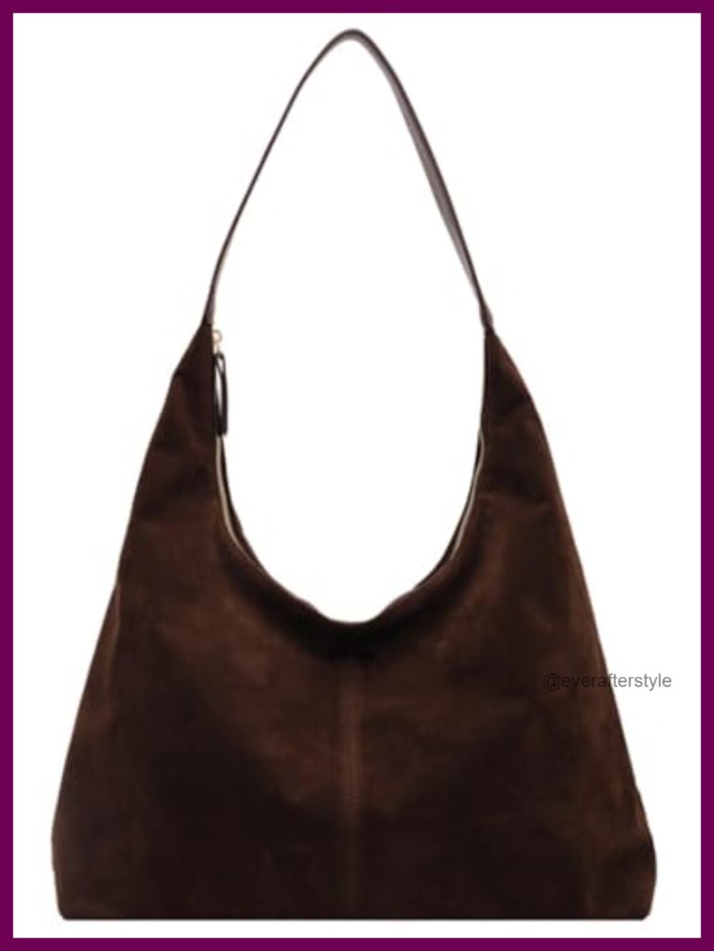 Faux Suede Hobo Shoulder Bag Crescent Tote Travel Work Handbag